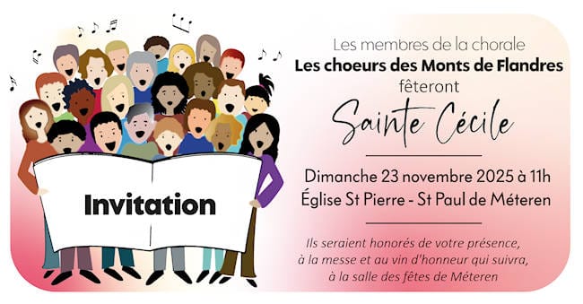 Invitation à la messe de Sainte-Cécile de la chorale