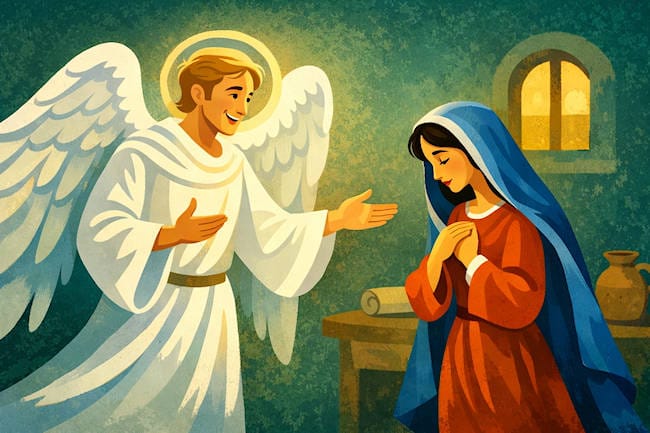 Fête de l'Annonciation du Seigneur, l'annonce faite à la Vierge Marie par l'ange Gabriel.